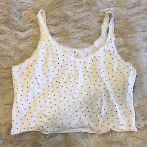 Bp Cropped polka dot tank with lace detailing! 🤍
